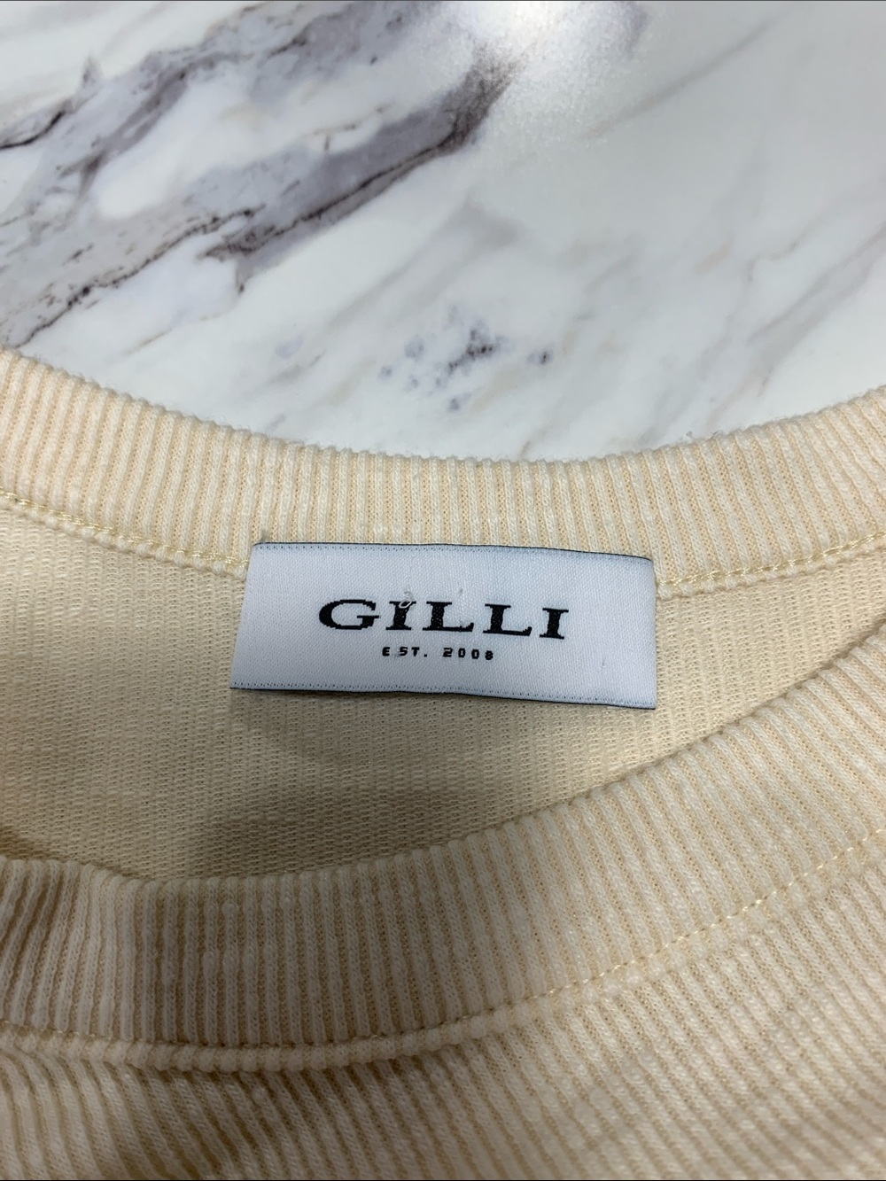 Gilli Cream Ribbed Ruched Tank Top - Picture 3 of 6